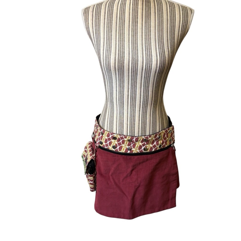 NEW Set Mini Skirt & Bag Zand Amsterdam OS Reversible Skirt Crossbody Bag Maroon - Picture 3 of 16
